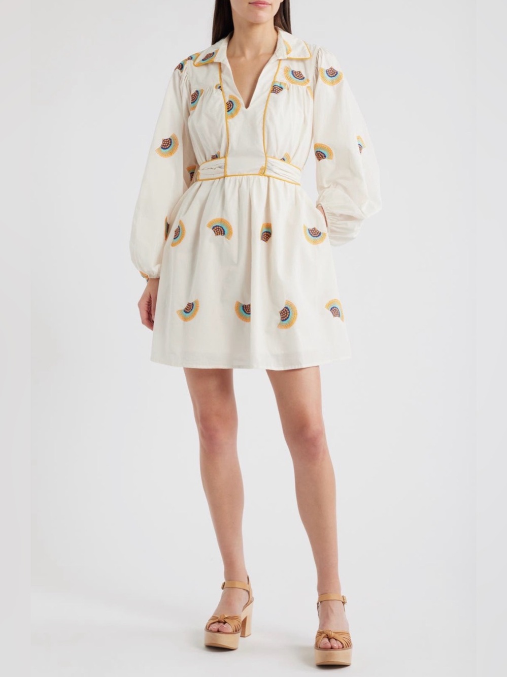 CIEBON Halliday Embroidered Long Sleeve Dress Size Small